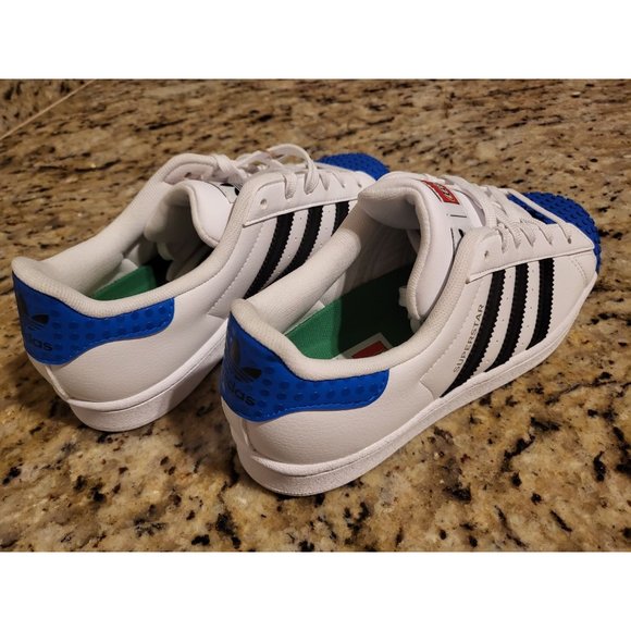 Adidas Superstar J x LEGO White/Black/Blue Size 5.5y New - Picture 5 of 6